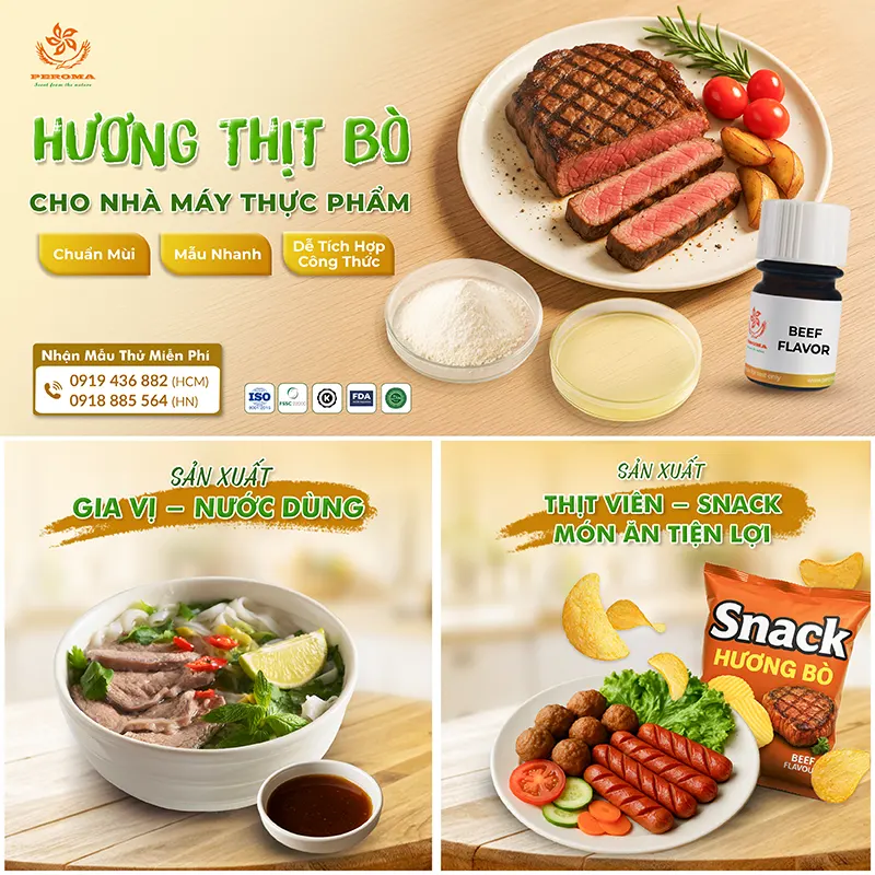 Hương thịt bò của PEROMA mang đến nhiều lợi ích và ứng dụng đa dạng trong sản xuất thực phẩm